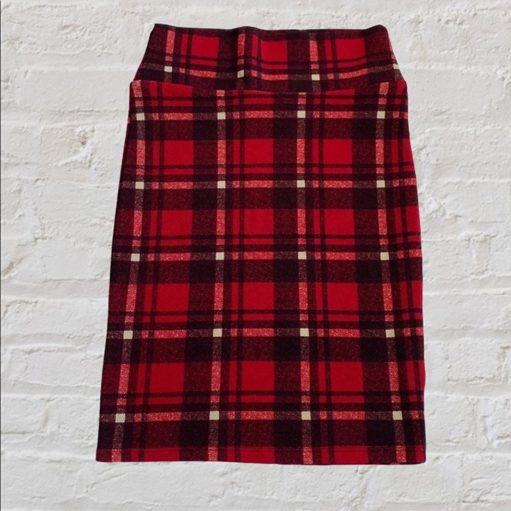 LuLaRoe Red Plaid Skirt XS Christmas Holiday